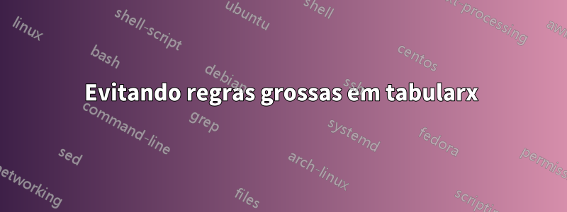 Evitando regras grossas em tabularx
