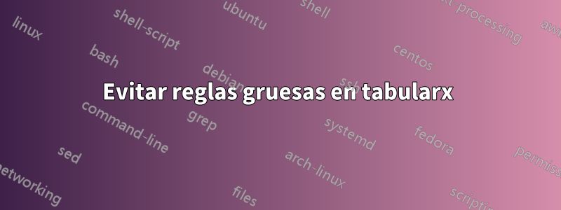 Evitar reglas gruesas en tabularx