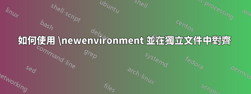 如何使用 \newenvironment 並在獨立文件中對齊