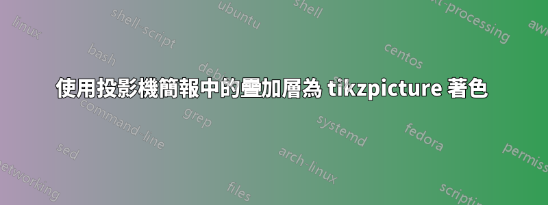 使用投影機簡報中的疊加層為 tikzpicture 著色