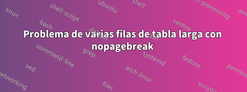 Problema de varias filas de tabla larga con nopagebreak