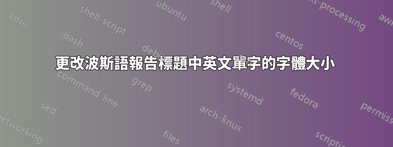 更改波斯語報告標題中英文單字的字體大小