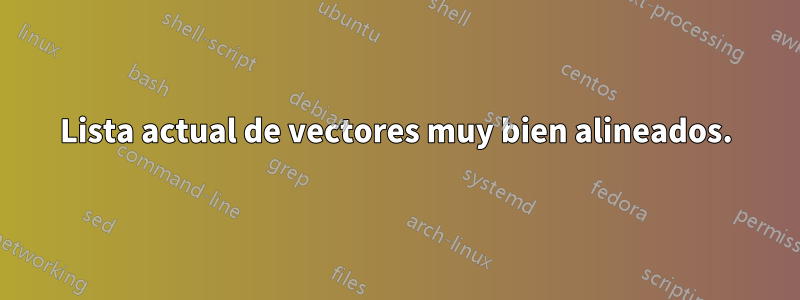 Lista actual de vectores muy bien alineados.
