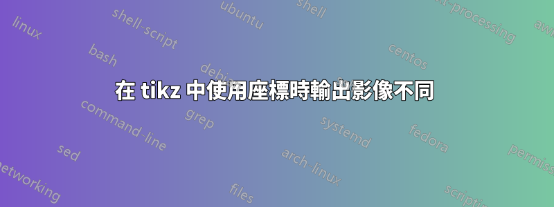 在 tikz 中使用座標時輸出影像不同