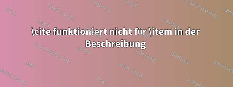 \cite funktioniert nicht für \item in der Beschreibung