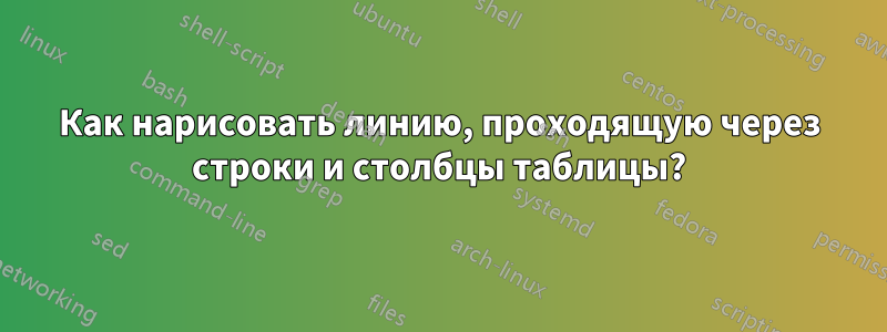 Как нарисовать линию, проходящую через строки и столбцы таблицы?