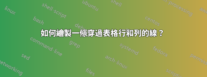 如何繪製一條穿過表格行和列的線？