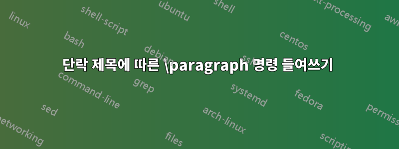 단락 제목에 따른 \paragraph 명령 들여쓰기