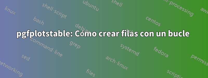 pgfplotstable: Cómo crear filas con un bucle