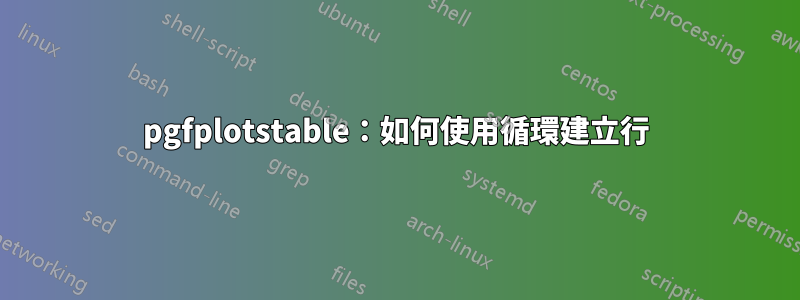 pgfplotstable：如何使用循環建立行