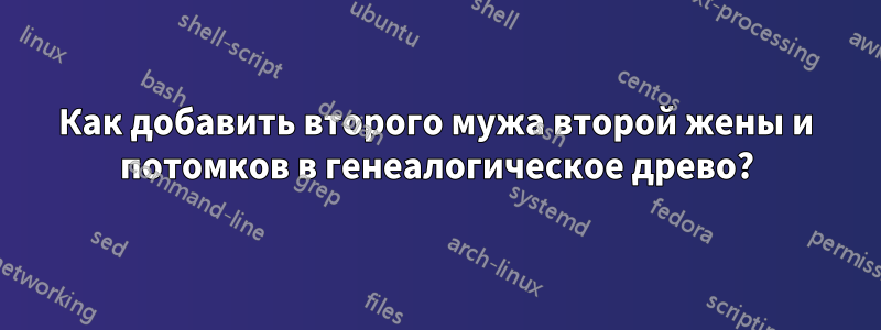 Как добавить второго мужа второй жены и потомков в генеалогическое древо?