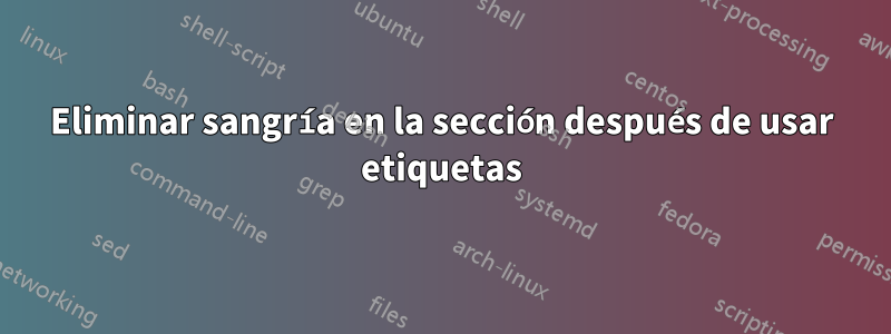 Eliminar sangría en la sección después de usar etiquetas