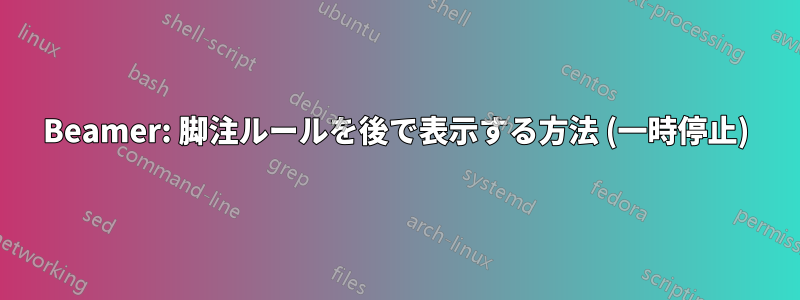 Beamer: 脚注ルールを後で表示する方法 (一時停止)