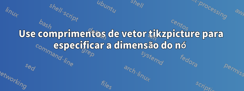 Use comprimentos de vetor tikzpicture para especificar a dimensão do nó