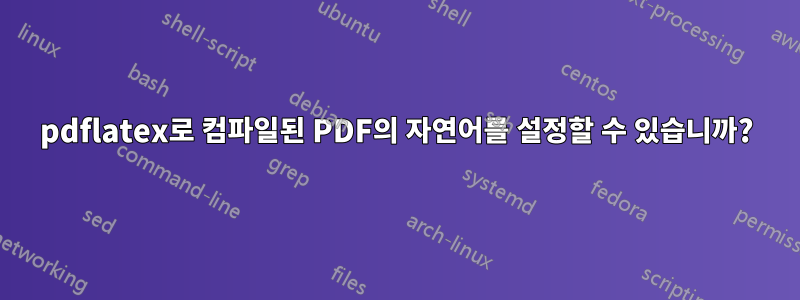 pdflatex로 컴파일된 PDF의 자연어를 설정할 수 있습니까?