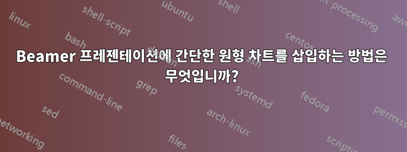 Beamer 프레젠테이션에 간단한 원형 차트를 삽입하는 방법은 무엇입니까?