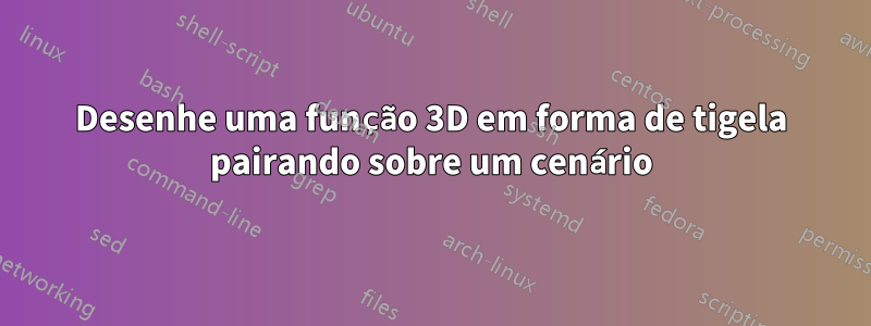 Desenhe uma função 3D em forma de tigela pairando sobre um cenário