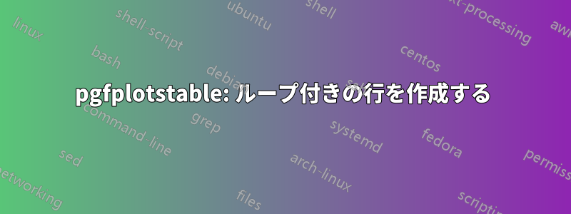 pgfplotstable: ループ付きの行を作成する