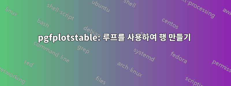 pgfplotstable: 루프를 사용하여 행 만들기