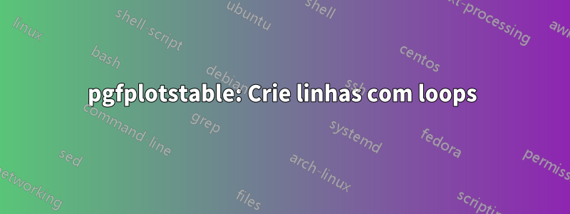 pgfplotstable: Crie linhas com loops