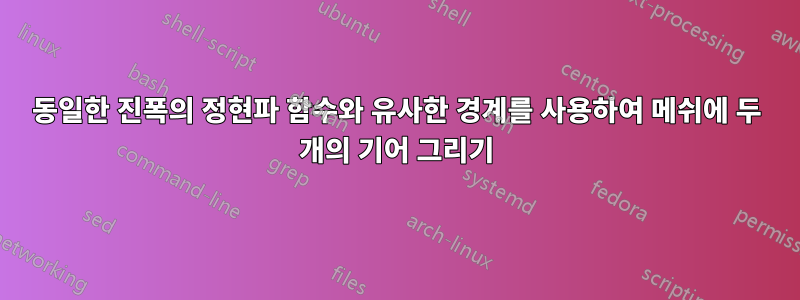 동일한 진폭의 정현파 함수와 유사한 경계를 사용하여 메쉬에 두 개의 기어 그리기