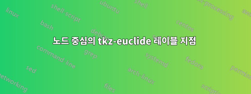 노드 중심의 tkz-euclide 레이블 지점