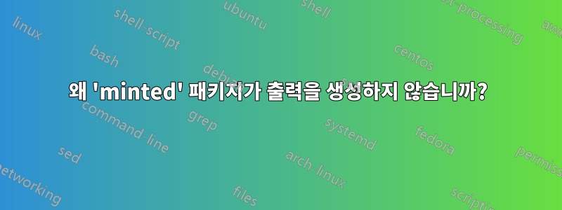 왜 'minted' 패키지가 출력을 생성하지 않습니까?