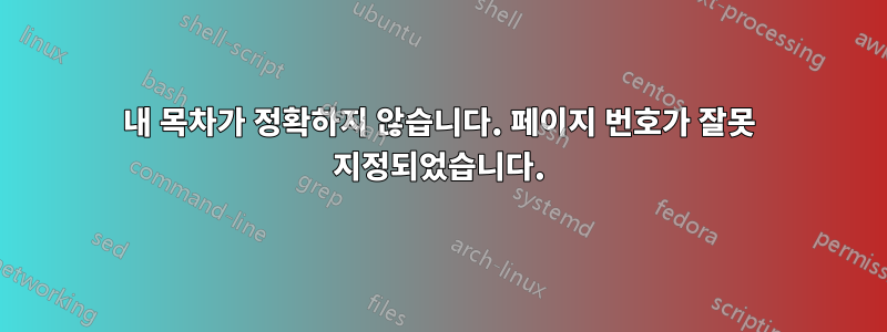 내 목차가 정확하지 않습니다. 페이지 번호가 잘못 지정되었습니다.