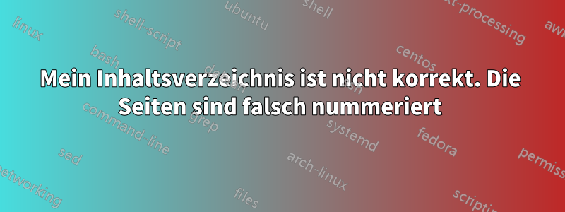 Mein Inhaltsverzeichnis ist nicht korrekt. Die Seiten sind falsch nummeriert