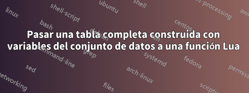 Pasar una tabla completa construida con variables del conjunto de datos a una función Lua