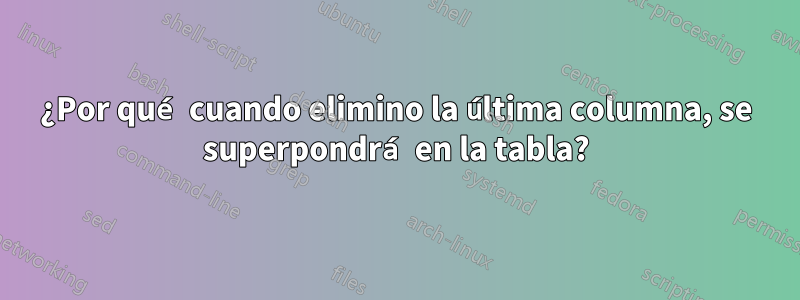 ¿Por qué cuando elimino la última columna, se superpondrá en la tabla?