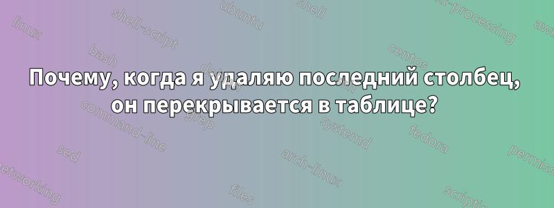 Почему, когда я удаляю последний столбец, он перекрывается в таблице?