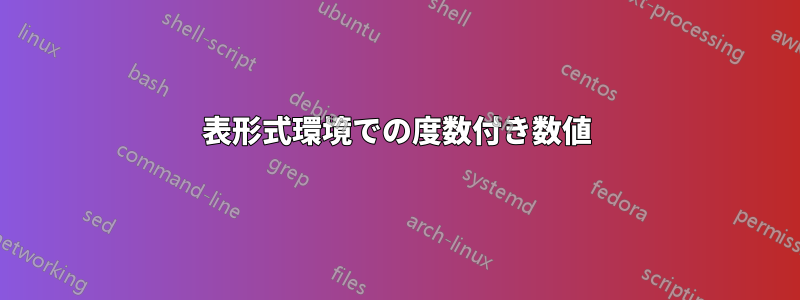 表形式環境での度数付き数値