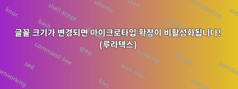 글꼴 크기가 변경되면 마이크로타입 확장이 비활성화됩니다! (루라텍스)