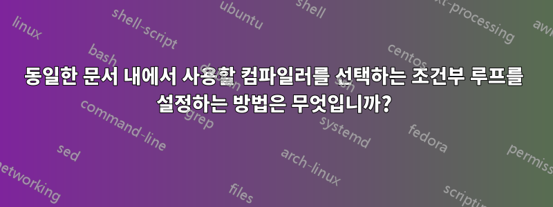 동일한 문서 내에서 사용할 컴파일러를 선택하는 조건부 루프를 설정하는 방법은 무엇입니까?