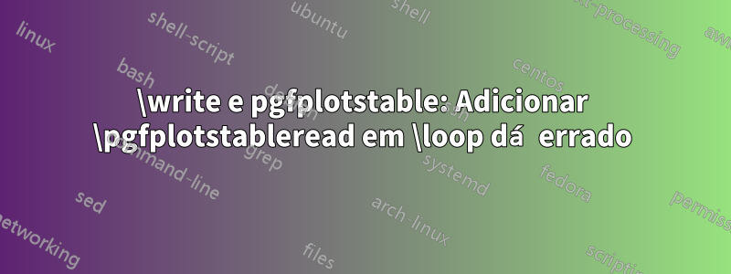 \write e pgfplotstable: Adicionar \pgfplotstableread em \loop dá errado