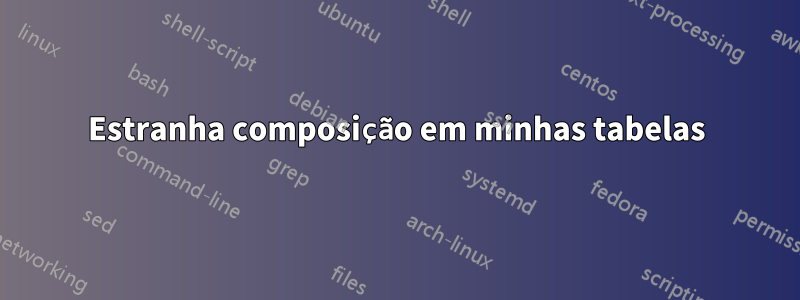 Estranha composição em minhas tabelas