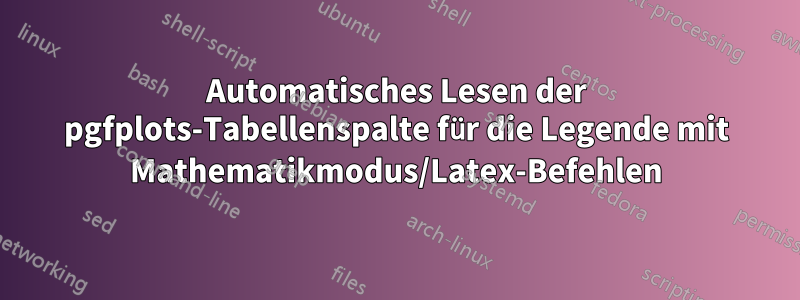 Automatisches Lesen der pgfplots-Tabellenspalte für die Legende mit Mathematikmodus/Latex-Befehlen