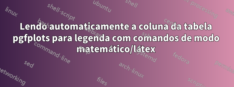 Lendo automaticamente a coluna da tabela pgfplots para legenda com comandos de modo matemático/látex