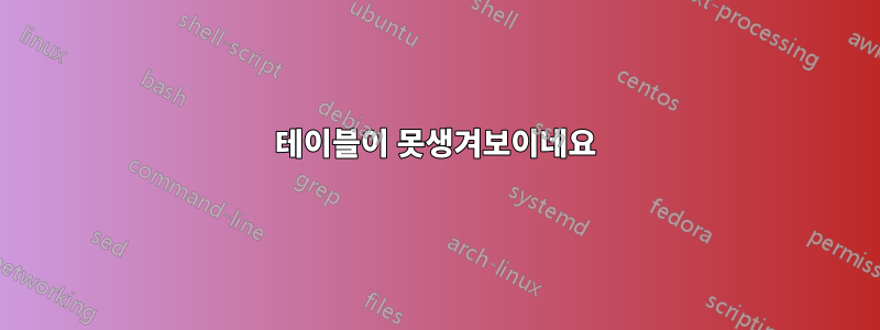 테이블이 못생겨보이네요