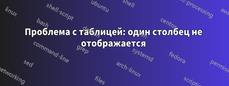 Проблема с таблицей: один столбец не отображается