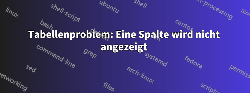 Tabellenproblem: Eine Spalte wird nicht angezeigt