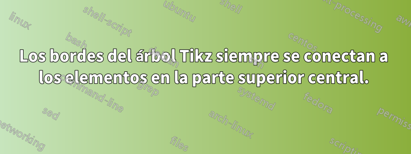 Los bordes del árbol Tikz siempre se conectan a los elementos en la parte superior central.