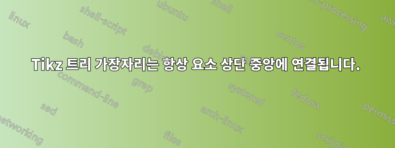 Tikz 트리 가장자리는 항상 요소 상단 중앙에 연결됩니다.