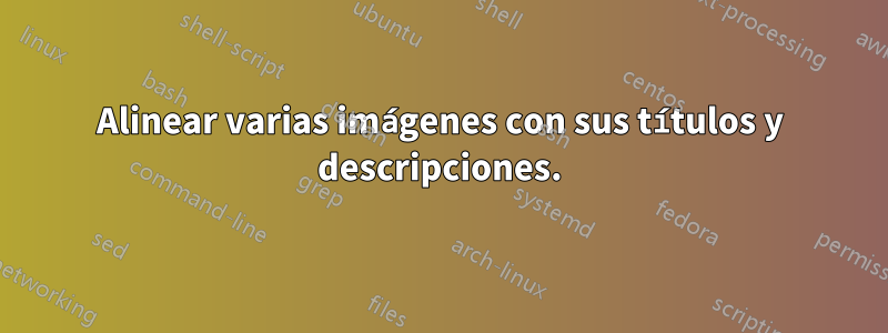 Alinear varias imágenes con sus títulos y descripciones.