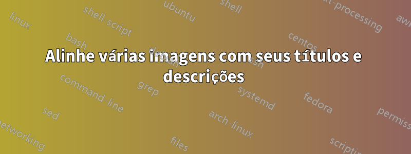 Alinhe várias imagens com seus títulos e descrições