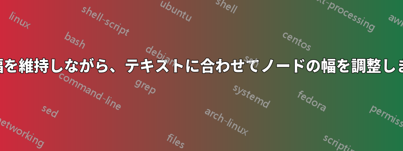 最大幅を維持しながら、テキストに合わせてノードの幅を調整します。