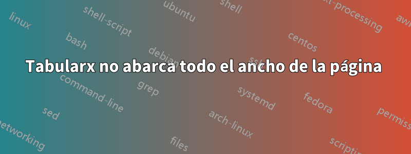 Tabularx no abarca todo el ancho de la página