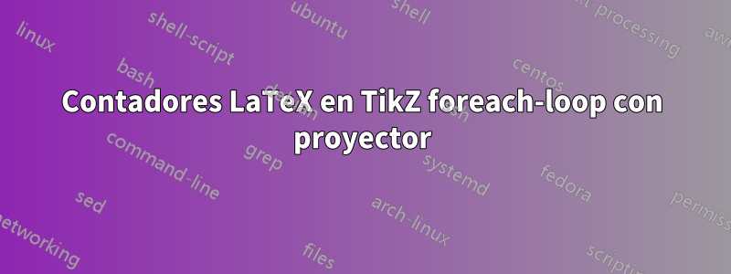 Contadores LaTeX en TikZ foreach-loop con proyector
