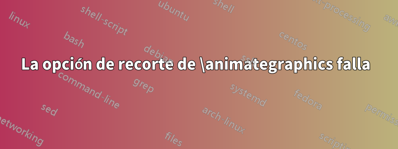 La opción de recorte de \animategraphics falla 